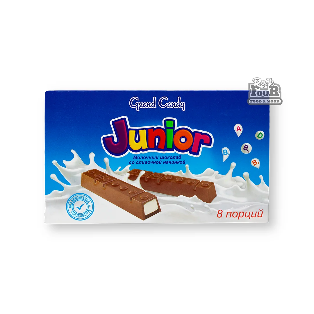 Կաթնային շոկոլադ «Grand Candy Junior» սերուցքային միջուկով 8հատ